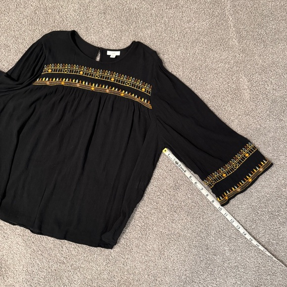 J. Jill Black Blouse with Gold Embroidery - Picture 8 of 9